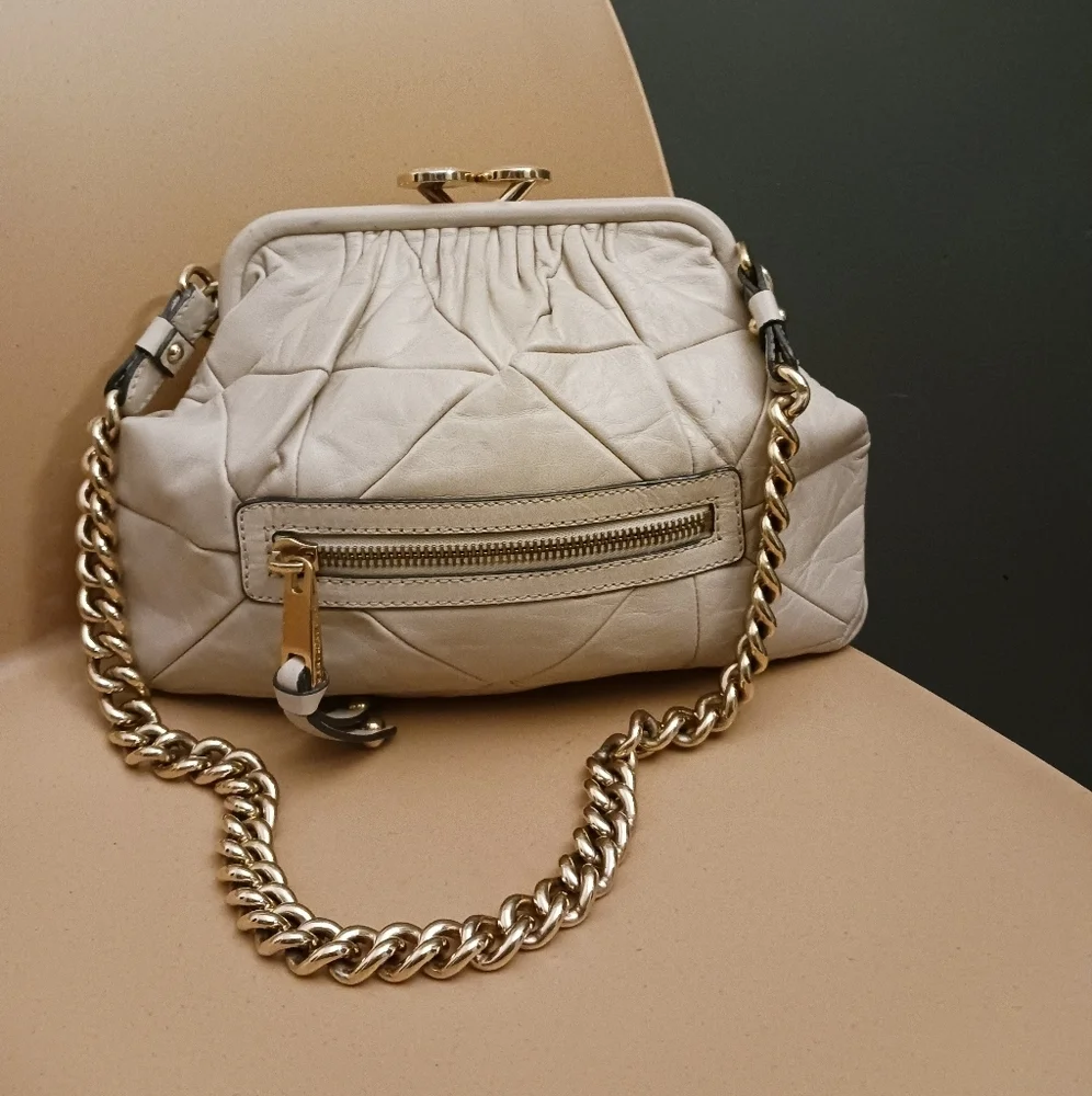 Vintage Marc Jacobs quilted ivory genuine leather shoulder bag - Picture 2 of 16